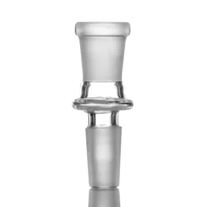 High-quality 14mm x 18mm clear glass joint for use in smoking devices, compatible with various other glass pieces.
