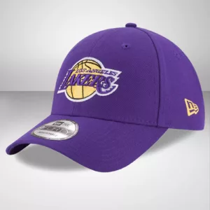 Authentic purple Los Angeles Lakers 9Forty snapback hat with team logo and adjustable strap.