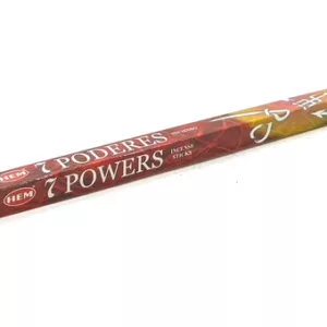 7 Powers - Hem incense stick with brown and red stripes, featuring ancient symbols and the number 7 at the top. Powers written in red.