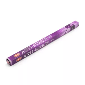 Neatly packaged purple Anti-Stress - Hem paper roll with black writing.