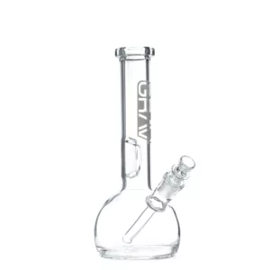 Smooth, professional-looking round bottom water pipe with silver handle.
