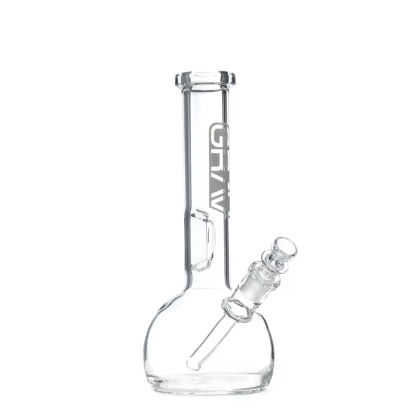Smooth, professional-looking round bottom water pipe with silver handle.