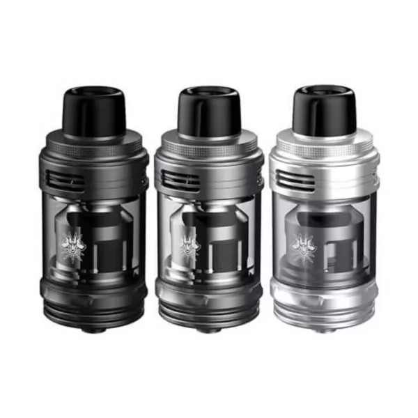 sleek, modern rebuildable tank with a top-fill design and 4mL capacity. It's available in black, blue, green, and stainless steel colors.
