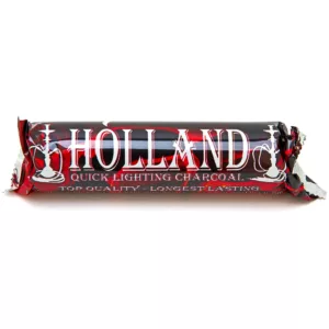 A rectangular milk chocolate bar with Hollande written in red on a smooth, glossy surface. Features a white label with red text. Popular treat for chocolate lovers.