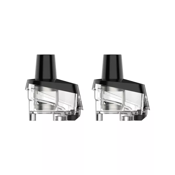 Two clear plastic vaporizer tanks with sleek, modern design and easy-to-use features for e-liquid vaping. Single Pod Target PM80 by Vaporesso.