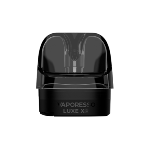A clear, rectangular Vaporesso Luxe XR Replacement Pod with a small opening for liquid insertion and a bottom vapor release hole.