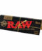 Black 1 1/4 size rolling papers by RAW, packaged in cardboard with white 'RAW' letters on front, tied with twine.