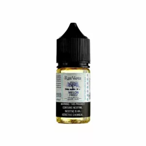 Clear plastic bottle of e-liquid with blue label 'Blueberry Meadow', white text and border, on white background.