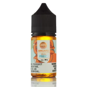A high-quality, transparent bottle of e-liquid labeled Fresh Melon with a white cap and black label. The liquid inside is a pale yellow color.