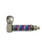 metal smoking pipe with a colorful, multi-colored design and a small hole at the end. It has a silver finish and a round base, and is displayed on a white background.