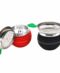 Stainless steel handle and mouthpiece, polished apple-shaped silicone bowl with adjustable knob and smoke hole. Held in place by stainless steel ring.