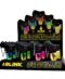 Display case featuring a variety of colorful, metallic lighters with bold Mini Metallic Lighters text on black background.