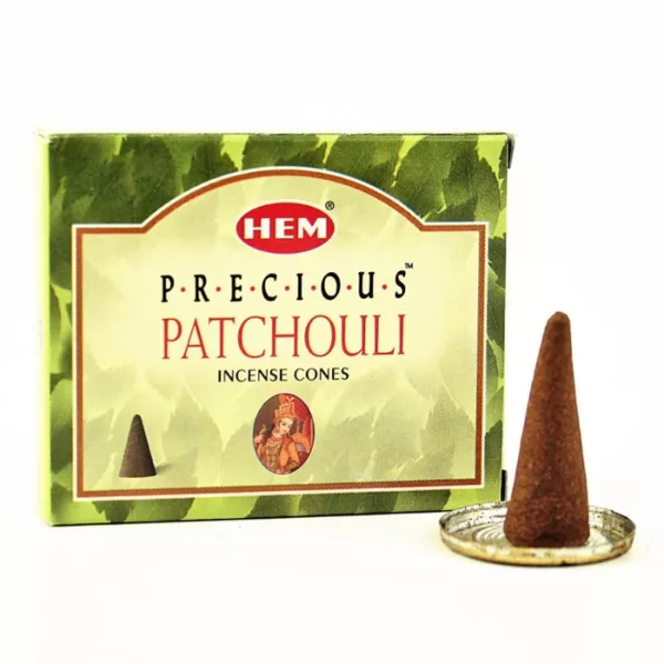 High-quality patchouli cones for aromatherapy and relaxation. Dark green, rough texture. Minimalist packaging for easy storage and transport.