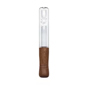 Marley Natural Steamroller - Clear glass pipe with wooden handle and bowl.