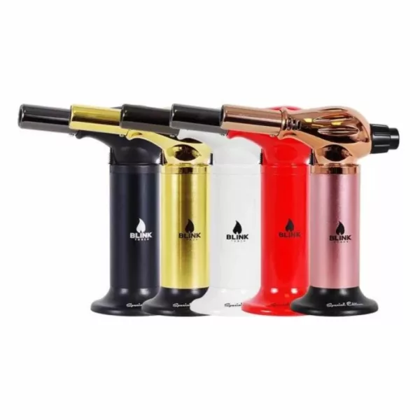 visually appealing lighter with a cylindrical shape, flat bottom, and curved top in black, red, white, gold, and silver colors.
