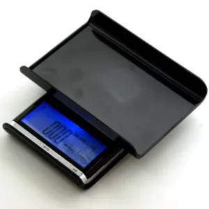 A compact and portable electronic scale with a blue display, designed for accurate and reliable weight measurements of small objects in various settings. It is made of durable materials, easy to clean and user-friendly with large, clear numbers and simple buttons.