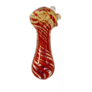 Elegant, one-piece tulip bubbler with red and white swirl design, two air holes, and flat base. Perfect for modern or vintage smoking setup. - CCWPF113