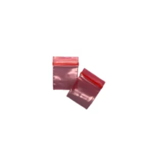 1010 Plain Baggies offer a red plastic bag with a clear plastic handle and white label, perfect for storing and organizing smoking accessories.
