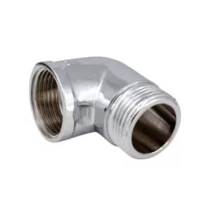 Stainless steel elbow fitting with a 90 degree bend, available in various sizes for different applications.
