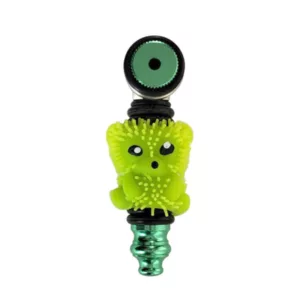 Green turtle design on a tobacco pipe with a smiling face. 448 Munchies - Big Pipe.
