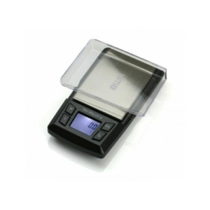 A digital scale with a clear plastic cover, measuring weight in grams with a resolution of 0.1 grams and a maximum weight of 200 grams, branded as smoke company.