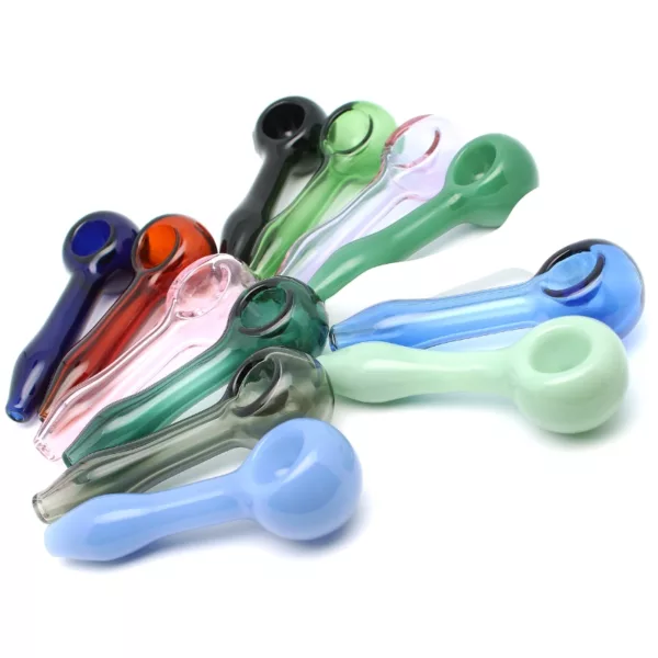 Elegant six-pack of Clear Spoon-Coop Da Loop glass pipes in various colors, perfect for a sophisticated smoking experience.