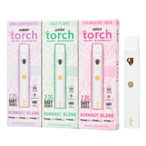 Torch Enterprises offers three different colored and designed boxes for their e-cigarette product, Baby Burnout.