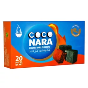 20 dark chocolate bars in green packaging with Coco Nara logo and 'Nara 20 Pieces' text. Chocolate bars are dark brown with white logo.