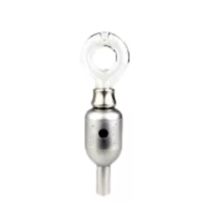 Silver metal ball and chain nectar collector with small hole in ball.