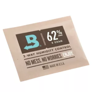 Small packet of Boveda 62% humidity control for maintaining ideal conditions in greenhouses, museums, etc.