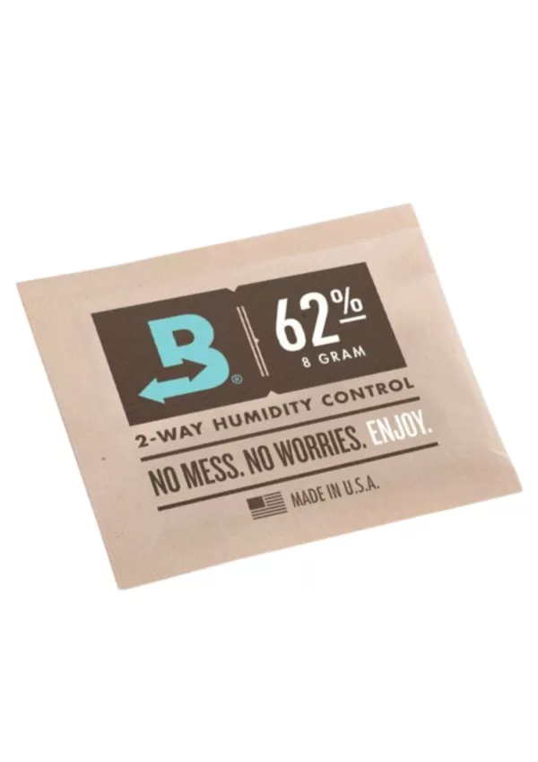 Small packet of Boveda 62% humidity control for maintaining ideal conditions in greenhouses, museums, etc.