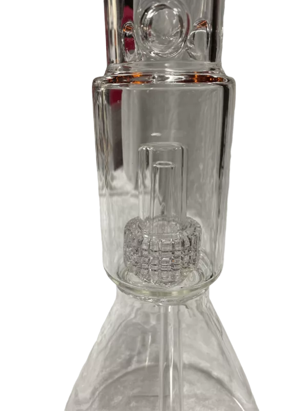 Elegant clear glass honey pot with wide mouth, small spout, and screw-on lid for easy pouring. Professional appearance.