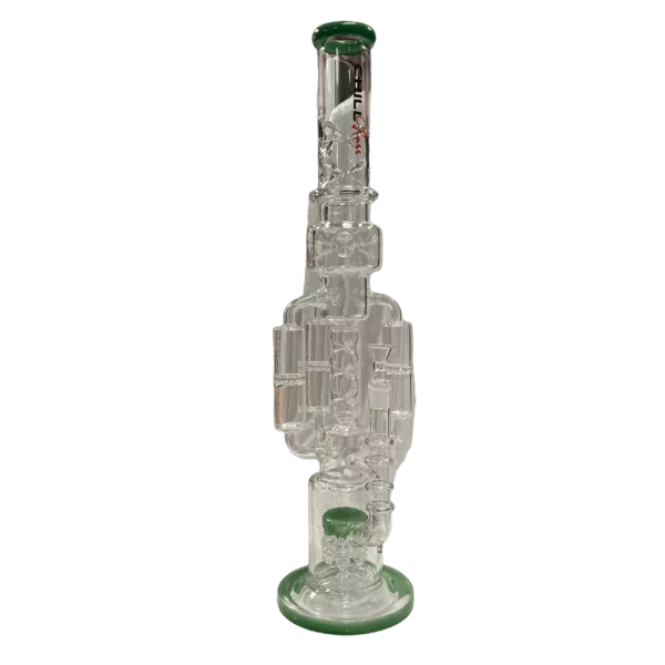 Modern, sleek glass bong with clear bowl and stem. Large bowl and small downstem for comfortable smoking.