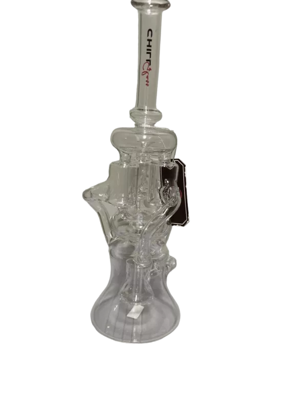 Large bowl water pipe with transparent design and small inhale hole.