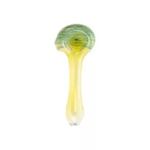 Colorful glass spoon with green-blue swirl handle and white base, perfect for scooping up your favorite smoking products.