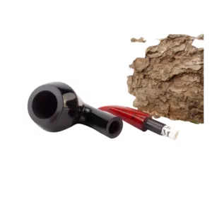 Handcrafted wooden pipe with red band and small flame. Ash on ground. #428Spring #BigPipe