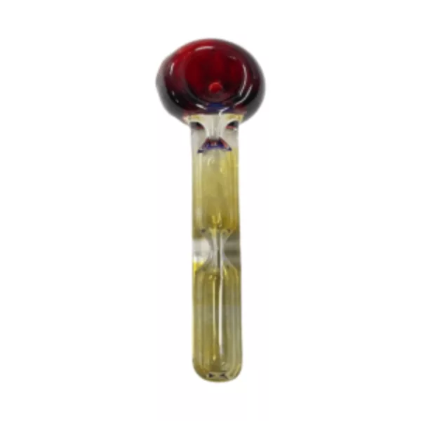 Unique hourglass-shaped glass pipe with a distinctive appearance.