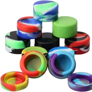 Durable, airtight & waterproof silicone container with 6 color options & unique designs. Perfect for storing e-liquids, oils & personal care products. Features screw-on lid for easy access. High-quality materials.
