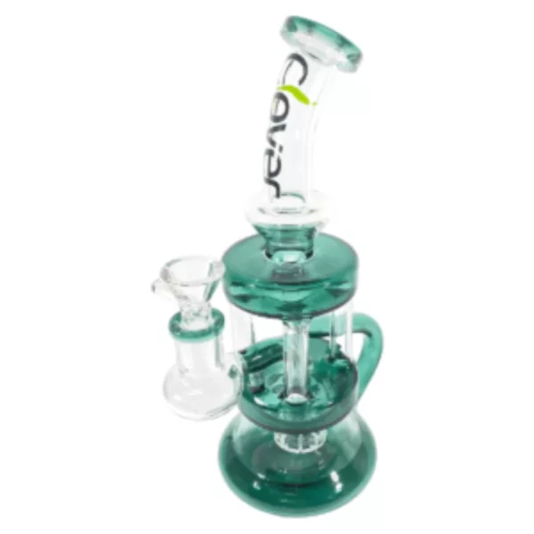 Stylish water pipe with clear and blue accents, featuring a transparent stem and bowl. Perfect for enjoying your favorite smoke.