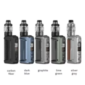 The Argus GT II Kit from Voopoo includes a sleek mod with a large display screen, a DNA 80 coil for mouth to lung vaping, and a stainless steel tank with adjustable airflow control. Perfect for salt and nicotine e-liquids.