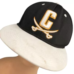 Black and gold baseball cap with white crossed C's on front, adjustable strap, and gold outlines.