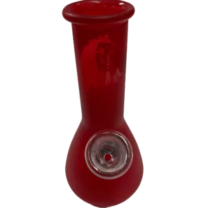 Red glass bong with small bowls and clear base and stem. Tiny Colored Marley Water Pipe from RRR0.