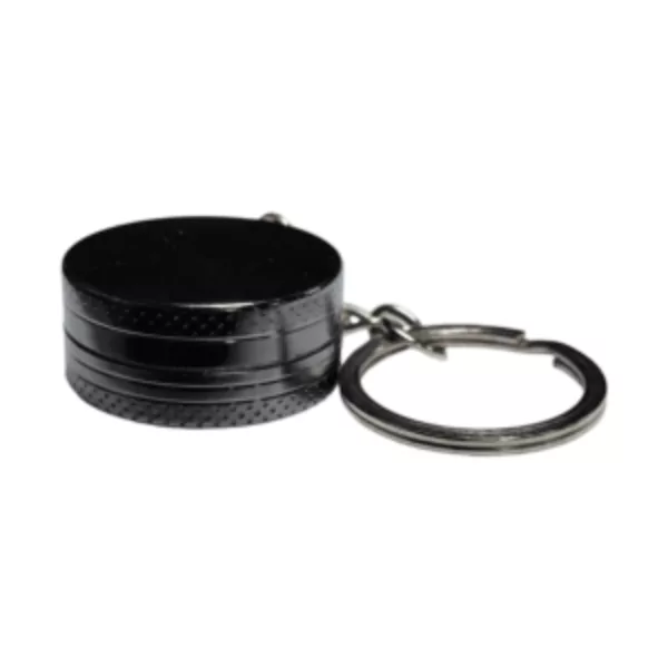 Stainless steel & black plastic keychain grinder with built-in handle for easy use. #BVGS019