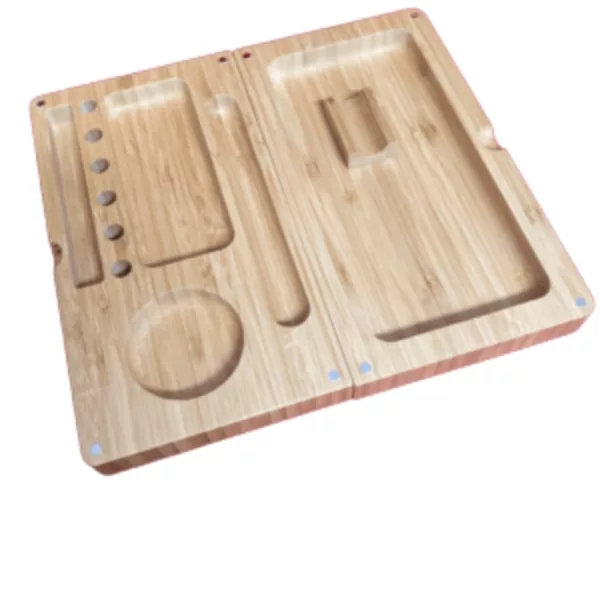 Rustic bamboo tray with 3 compartments and wooden handles. Perfect for small items like coins or keys. #WWTA068
