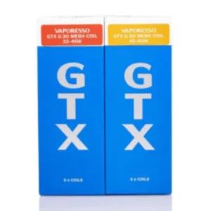 High-quality Vaporesso GTX Coil in blue and white packaging with premium GTX logo graphic for vaping.