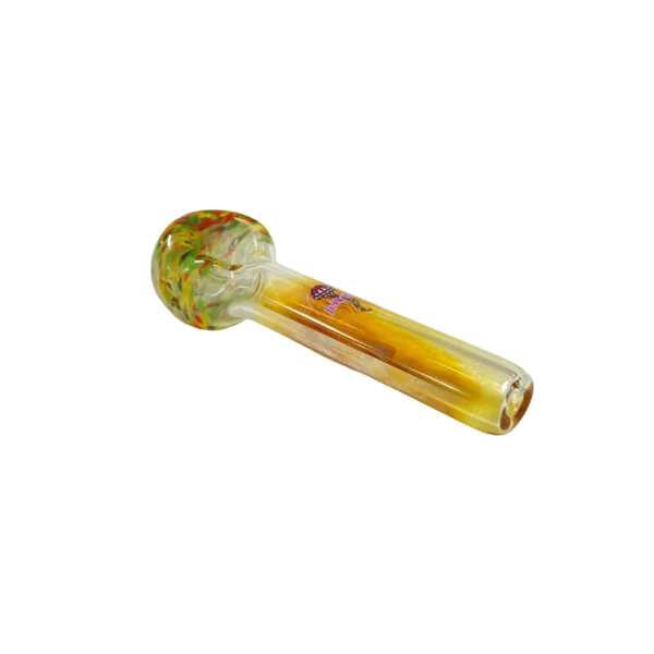 Jellyfish Glass bong with clear tube, yellow handle, and perforated bottom for enhanced airflow.