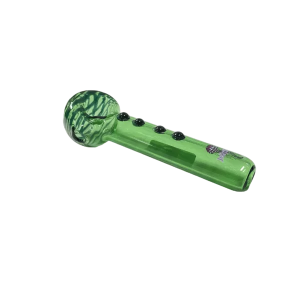 A visually appealing, green jellyfish-shaped vaporizer with a long stem and flexible mouthpiece. Perfect for smoking enthusiasts.