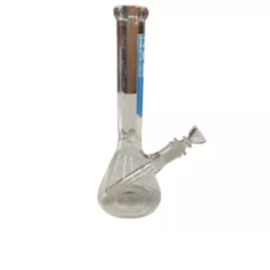 High-quality ZOB Waterpipe - HFZOB01 with blue logo on silver mouthpiece. Clear glass body with blue, silver, and white color scheme.