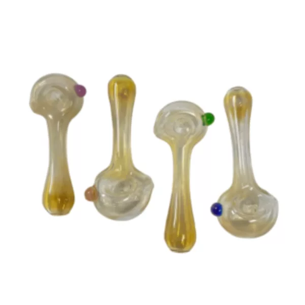 Three clear glass pipes with multicolored beads inside, arranged in a line. Good quality image with vibrant colors.