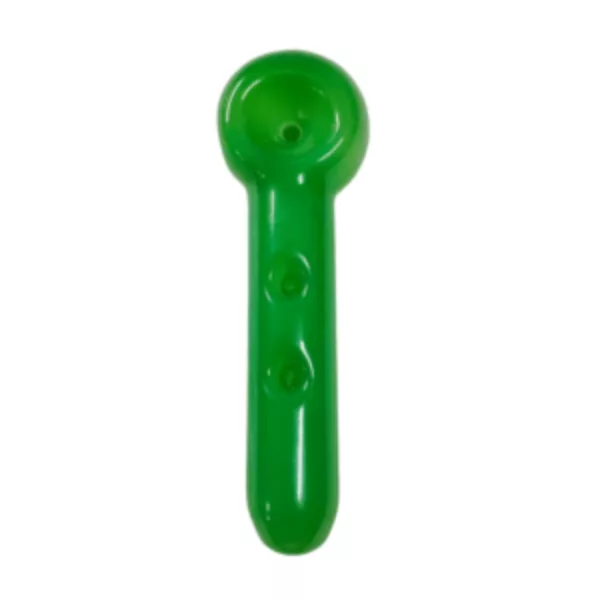 Green plastic tube pipe with small hole at end. Two Top Hole Pipe.